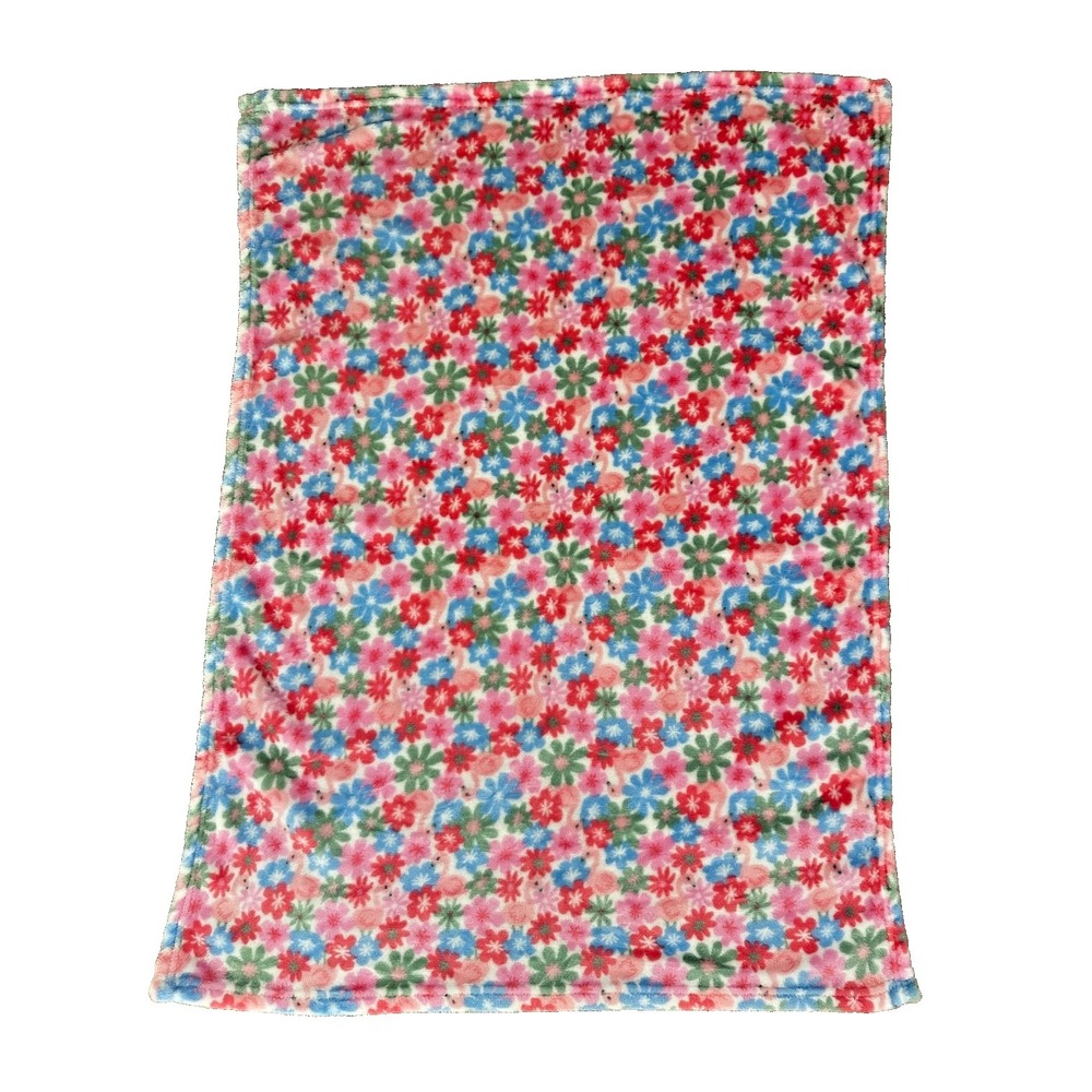 Duck Duck Goose Baby Blanket Flamingo Pink Flowers Blue Green Soft RN36753